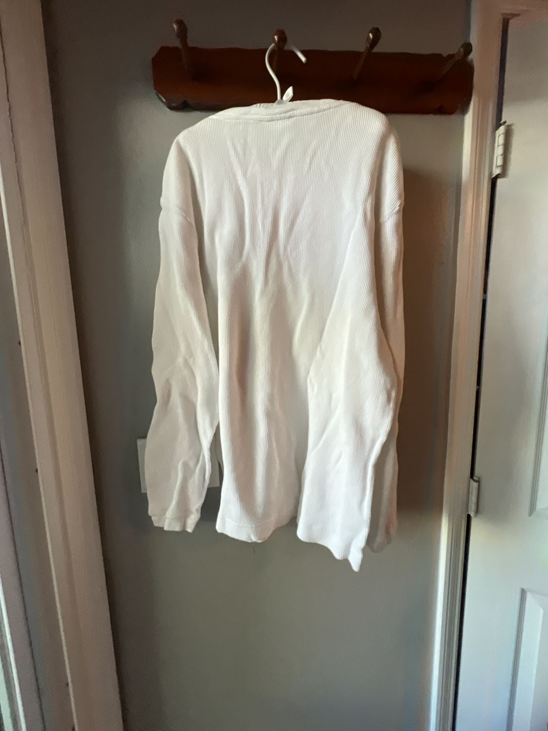 Lacoste Waffle Knit Henley Size 8 White Long Sleeve 4