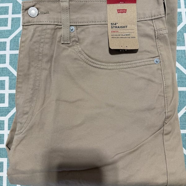 Levi's 514 Straight Pants Size 36x30 Khaki Twill Stretch