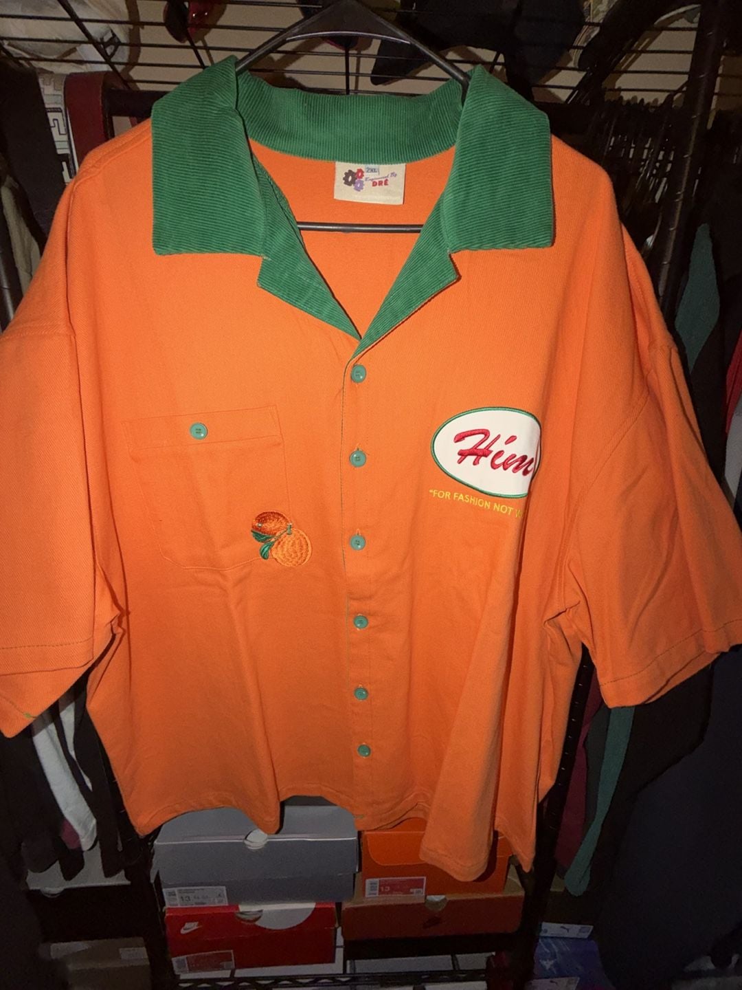 Engineered By Dre Him Workshirt Size 2XL Orange Green 2