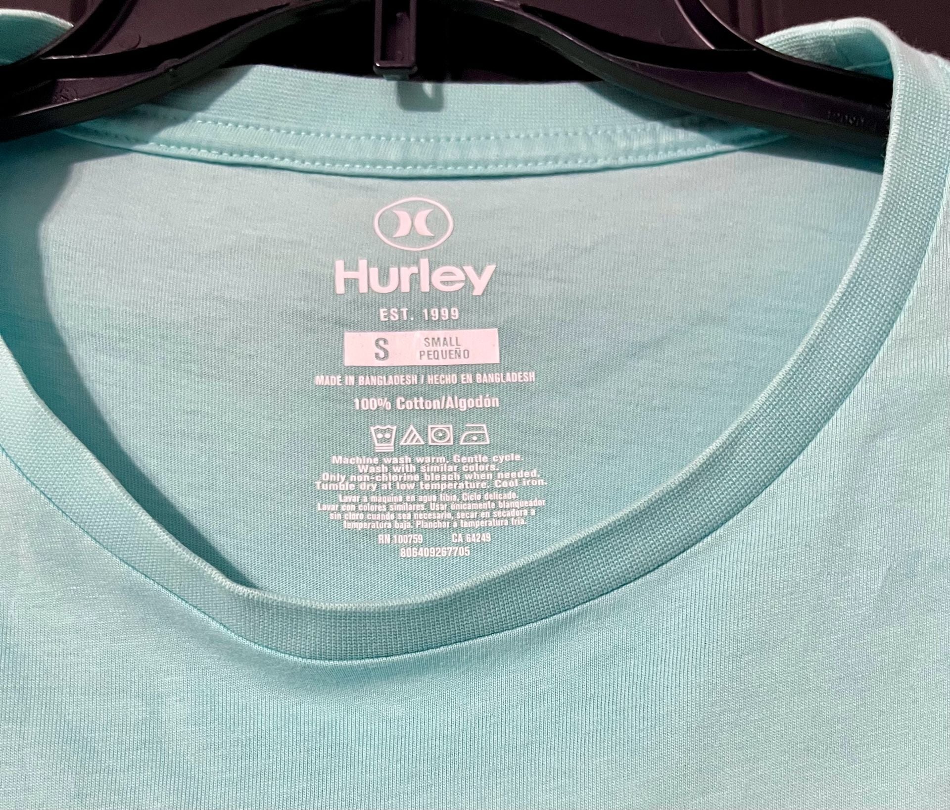 Hurley Graphic T-Shirt Size S Light Blue Floral Short Sleeve Tee 5