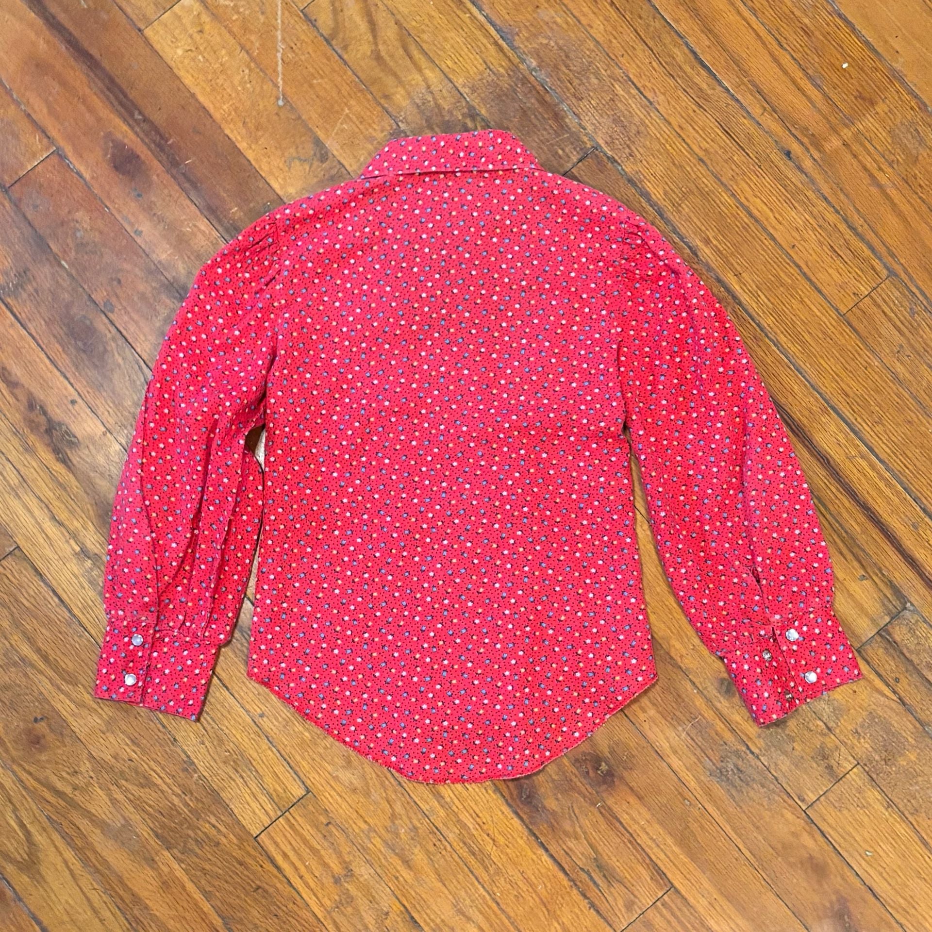 Vintage Kid Kountry Western Shirt Size 6X Red Floral Denim 3