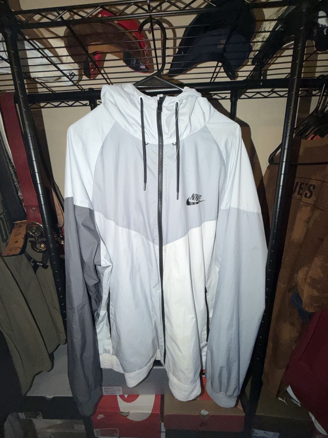 Nike Windrunner Hooded Jacket Size XXL Gray White Windbreaker 2