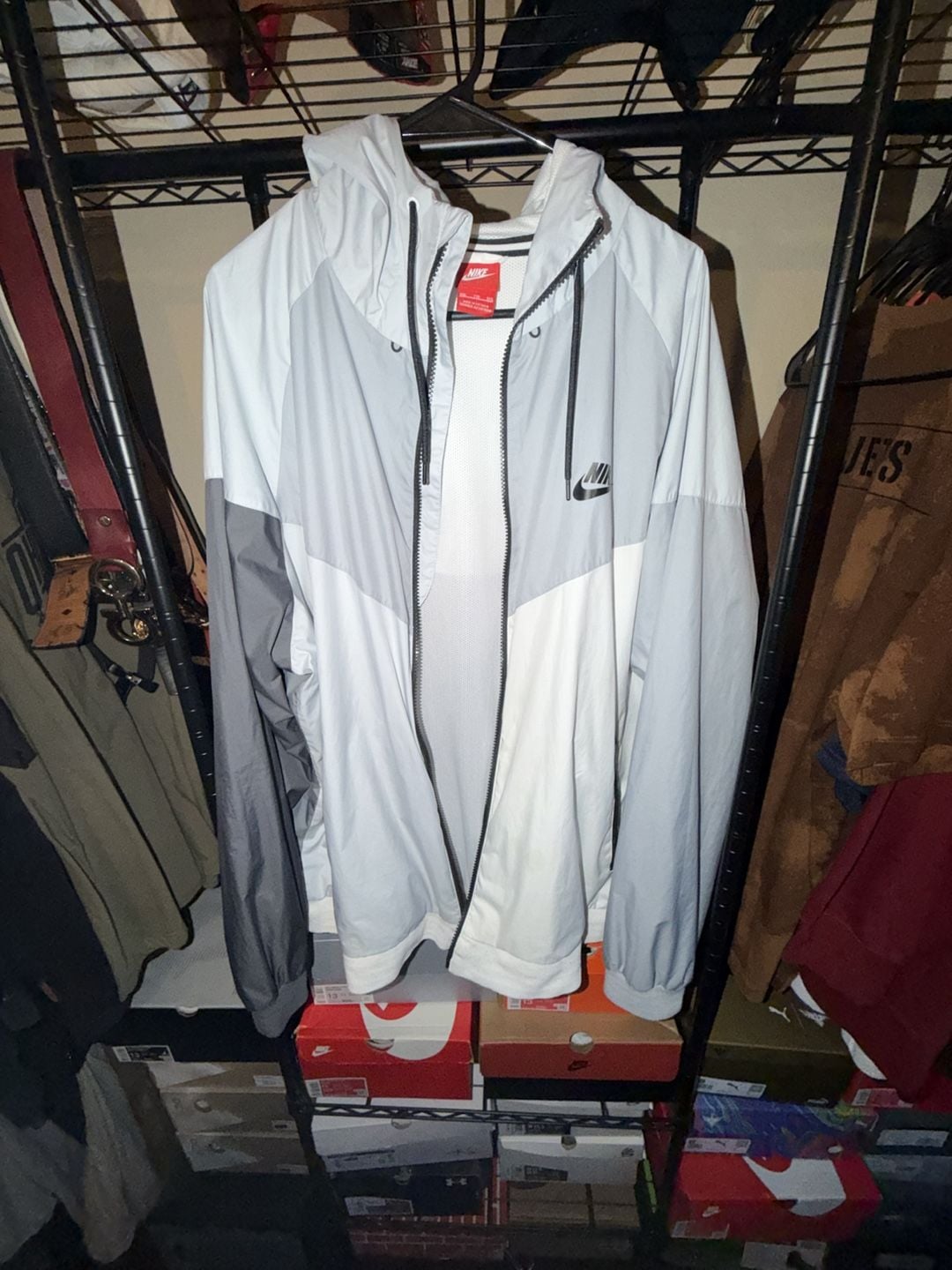 Nike Windrunner Hooded Jacket Size XXL Gray White Windbreaker 4