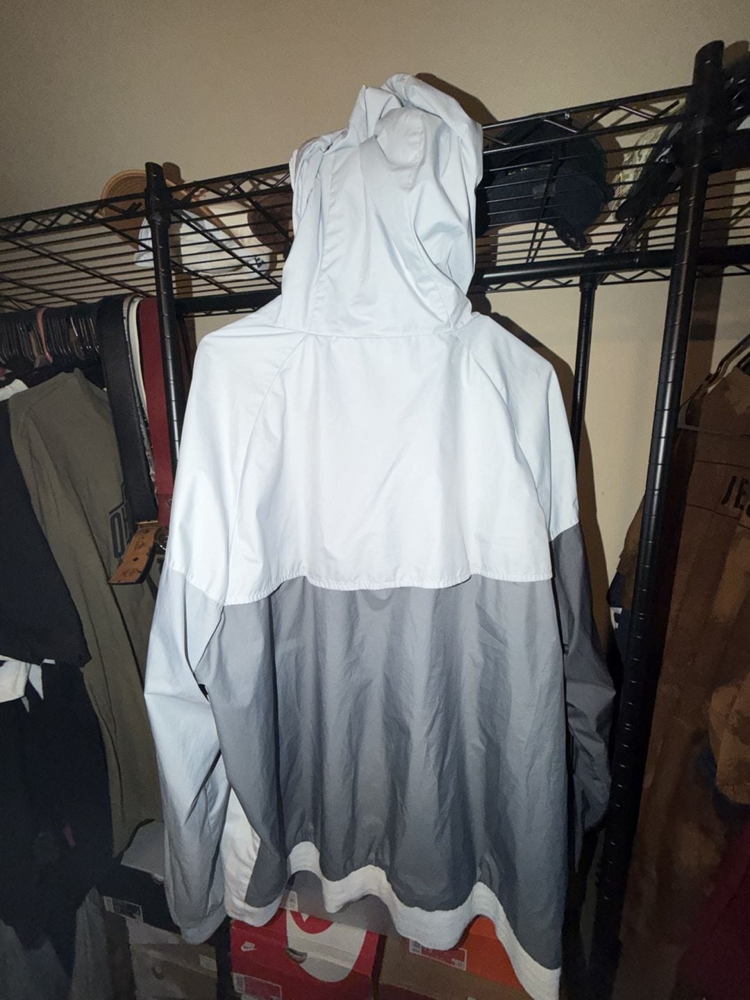 Nike Windrunner Hooded Jacket Size XXL Gray White Windbreaker 5