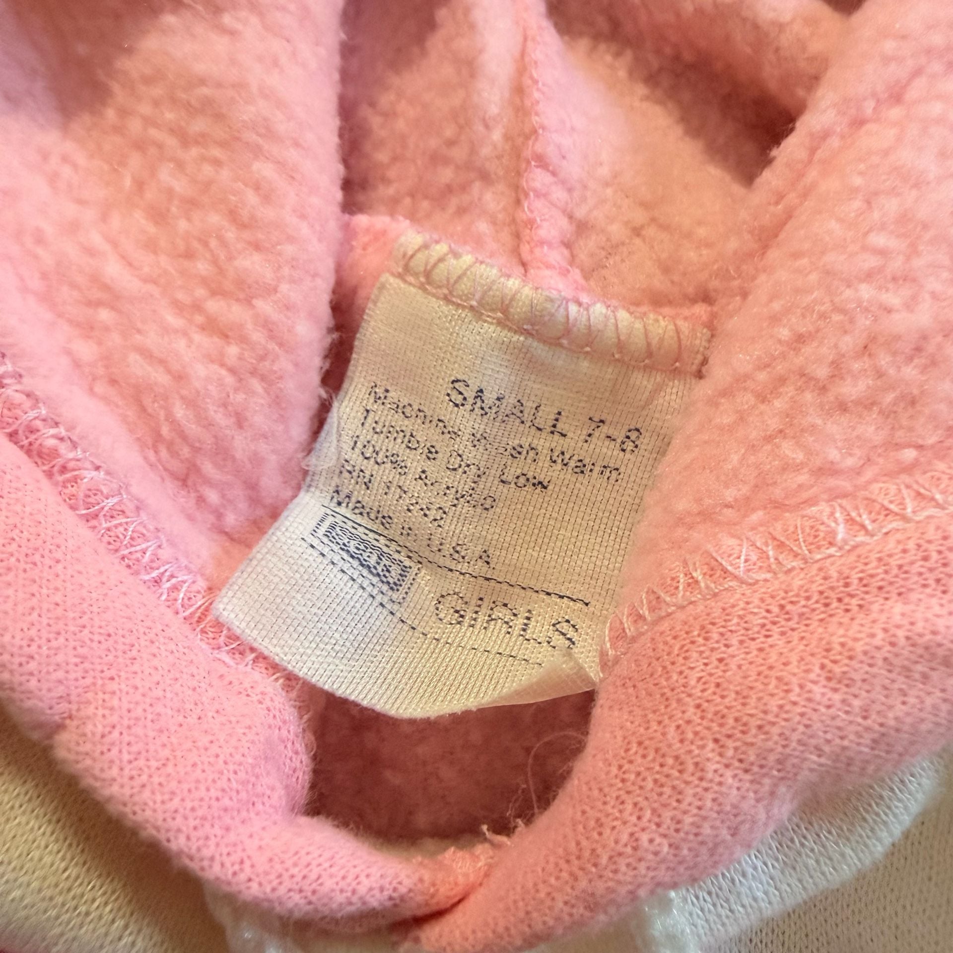 Care Bears Vintage Hoodie Size 7-8 Pink Tenderheart Bear Rainbow 3