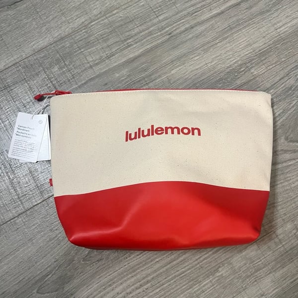 NWT Lululemon Canvas Pouch *Wordmark Red White Don't Leave Me Behind