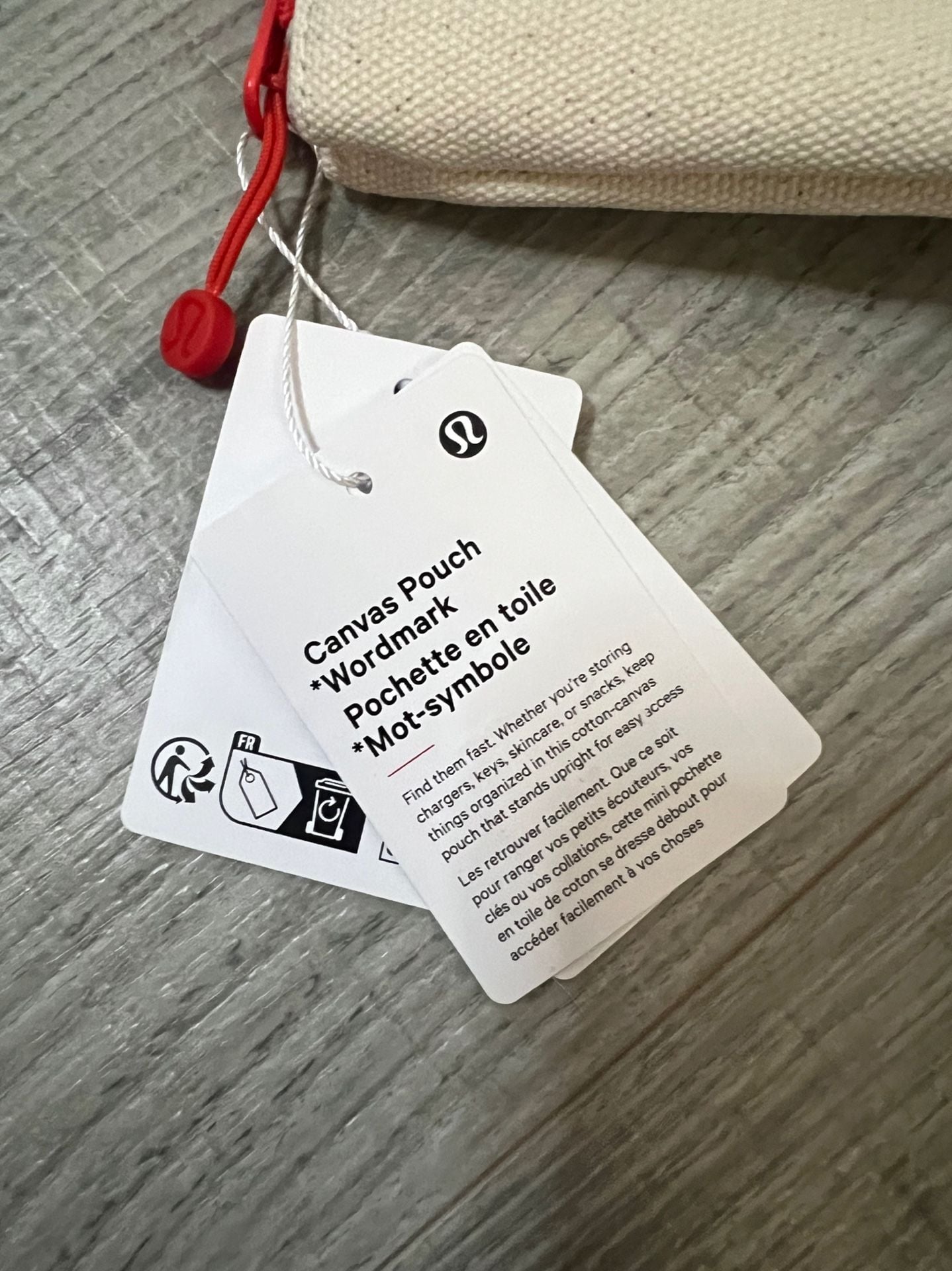 NWT Lululemon Canvas Pouch *Wordmark Red White Don't Leave Me Behind 5