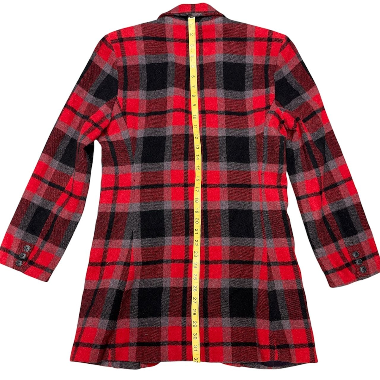Flirt Red Plaid Wool Blend Blazer Coat 5