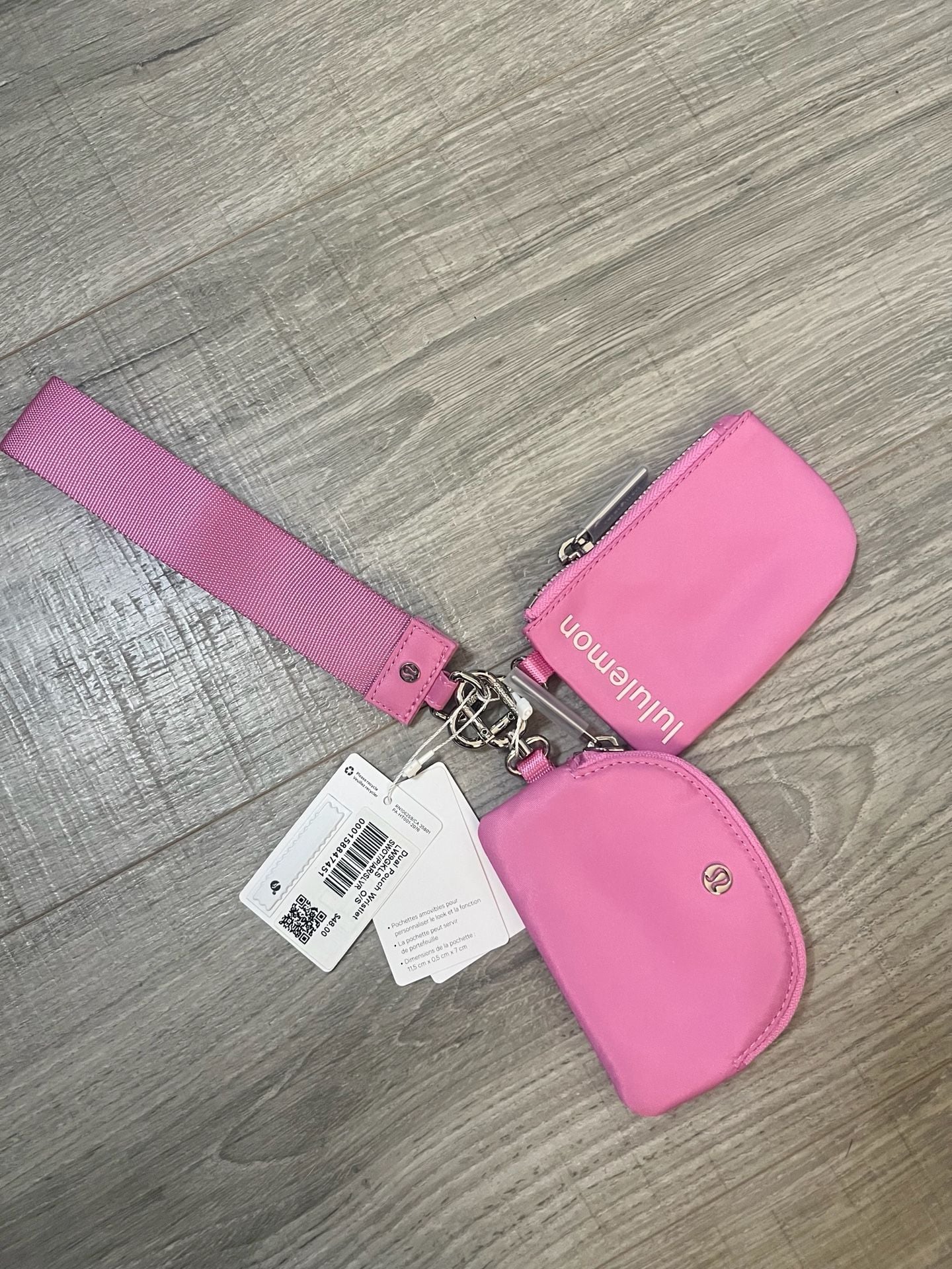 NWT Lululemon Dual Pouch Wristlet O/S Sweet Sorbet / Pink Pearl / Silver 2