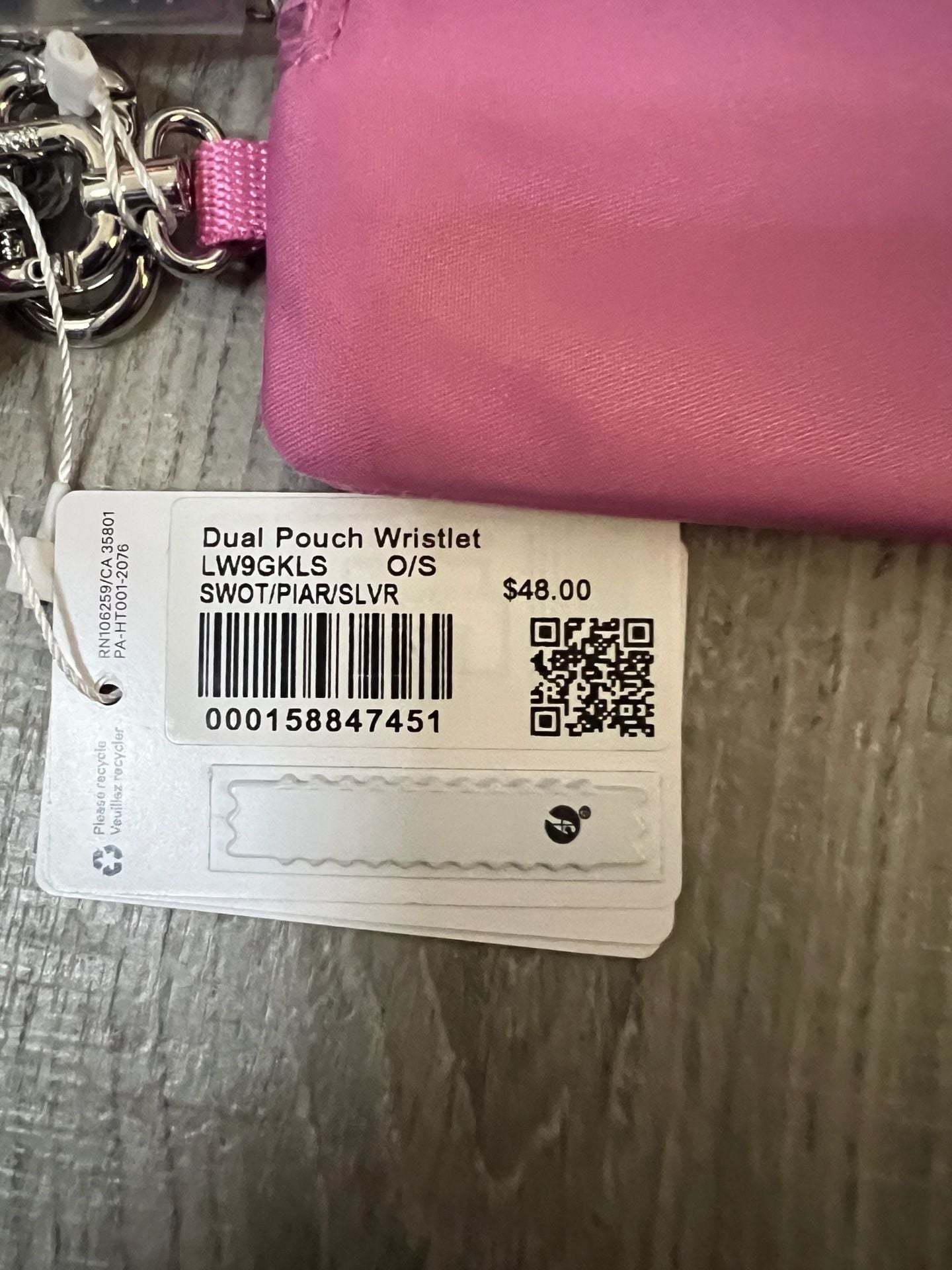 NWT Lululemon Dual Pouch Wristlet O/S Sweet Sorbet / Pink Pearl / Silver 3