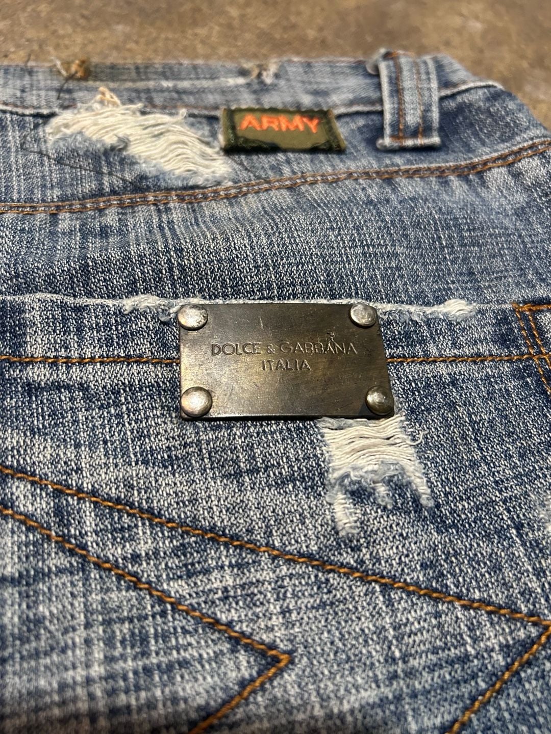 Vintage Dolce & Gabbana Distressed “Military” Denim Jeans 6