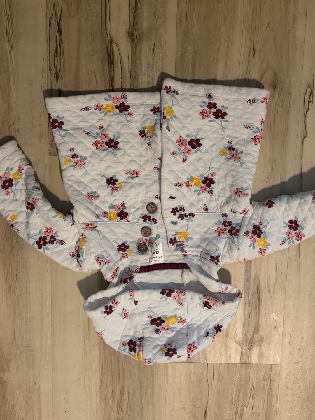 Carter's Quilted Floral Hooded Jacket Size 12M 3