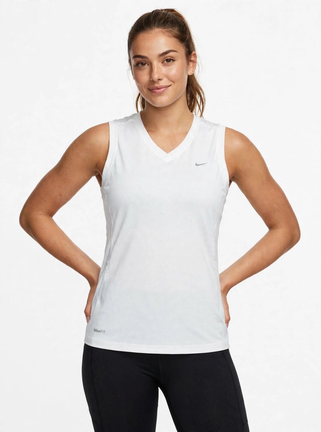 Nike Tank Top Size S White Dri-FIT Athletic V-Neck 2