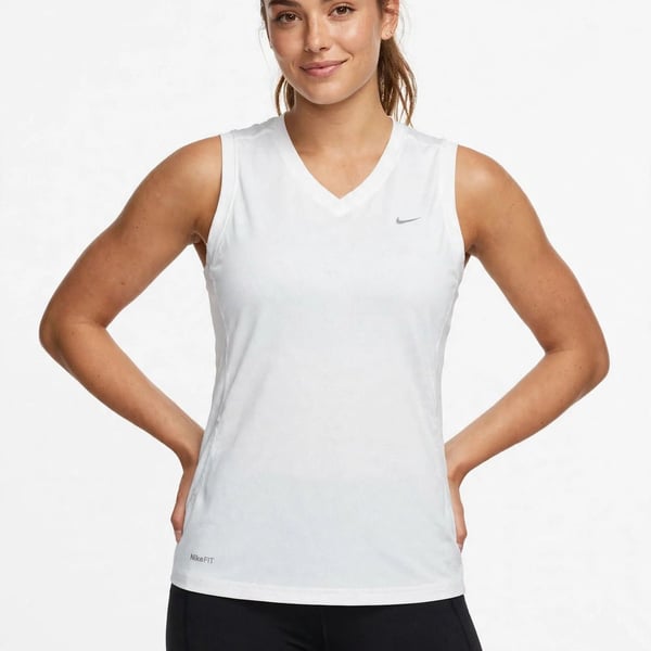 Nike Tank Top Size S White Dri-FIT Athletic V-Neck