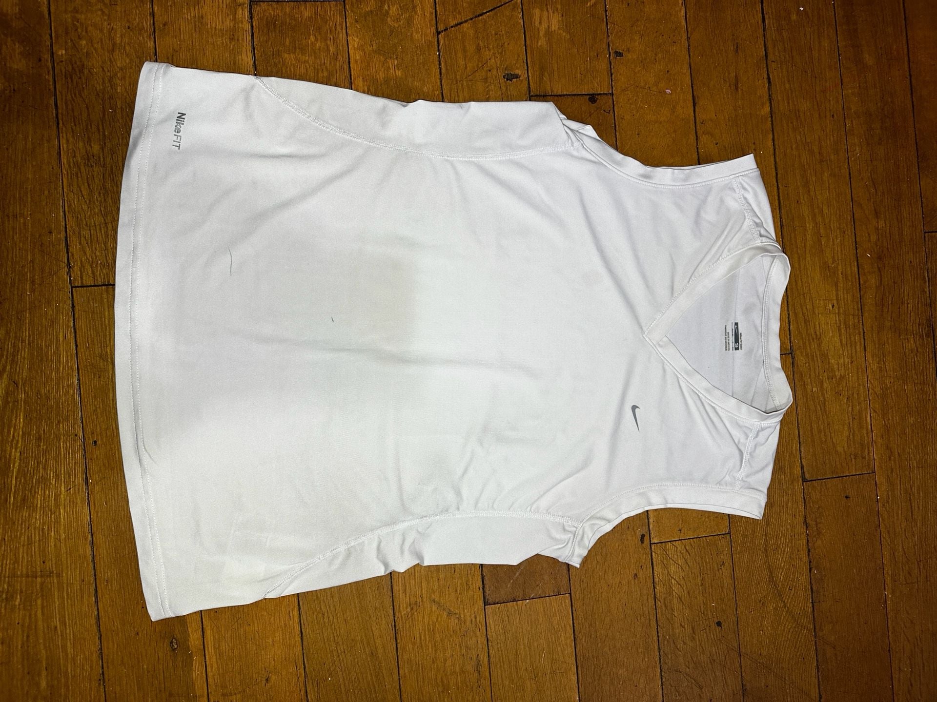 Nike Tank Top Size S White Dri-FIT Athletic V-Neck 4