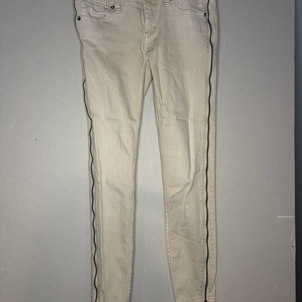 Free People Levon Zipper Skinny Pants Size W25 Bone