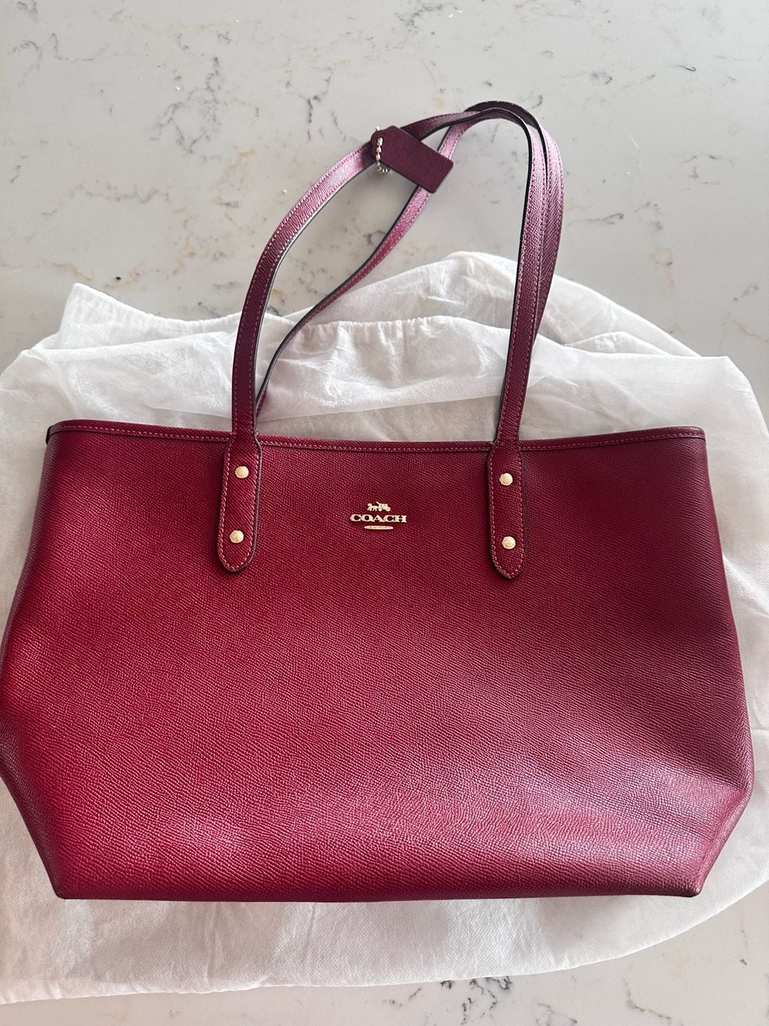 Coach City Tote Red Leather Crossgrain Leather Zip Tote 9
