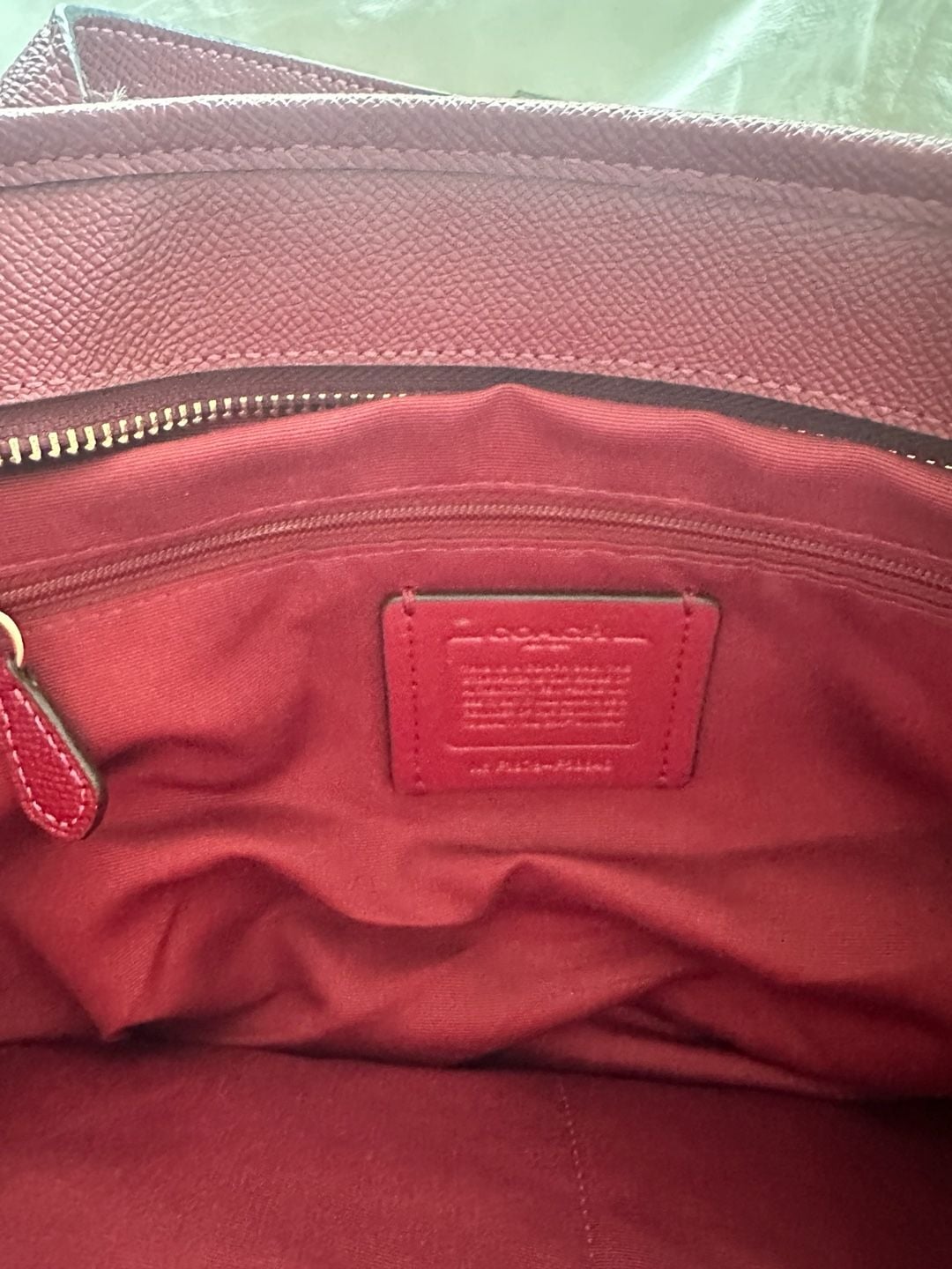 Coach City Tote Red Leather Crossgrain Leather Zip Tote 15