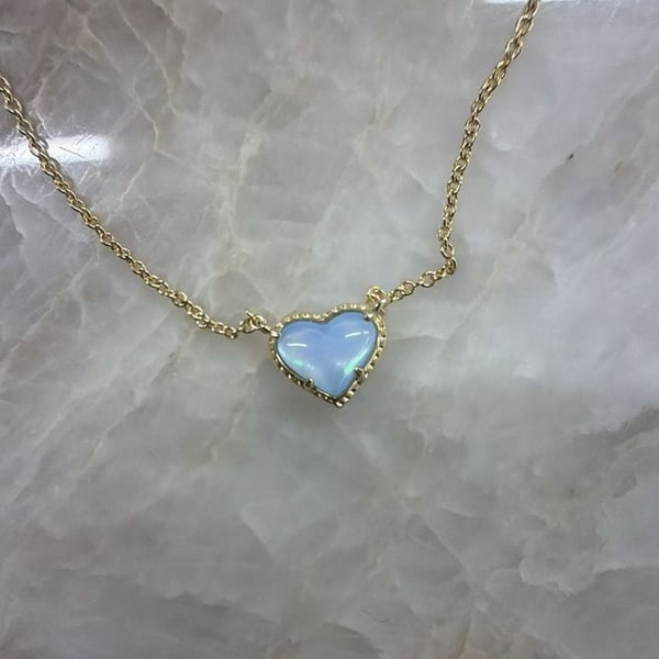 Kendra Scott Ari Heart Gold Pendant Necklace Blue Illusion