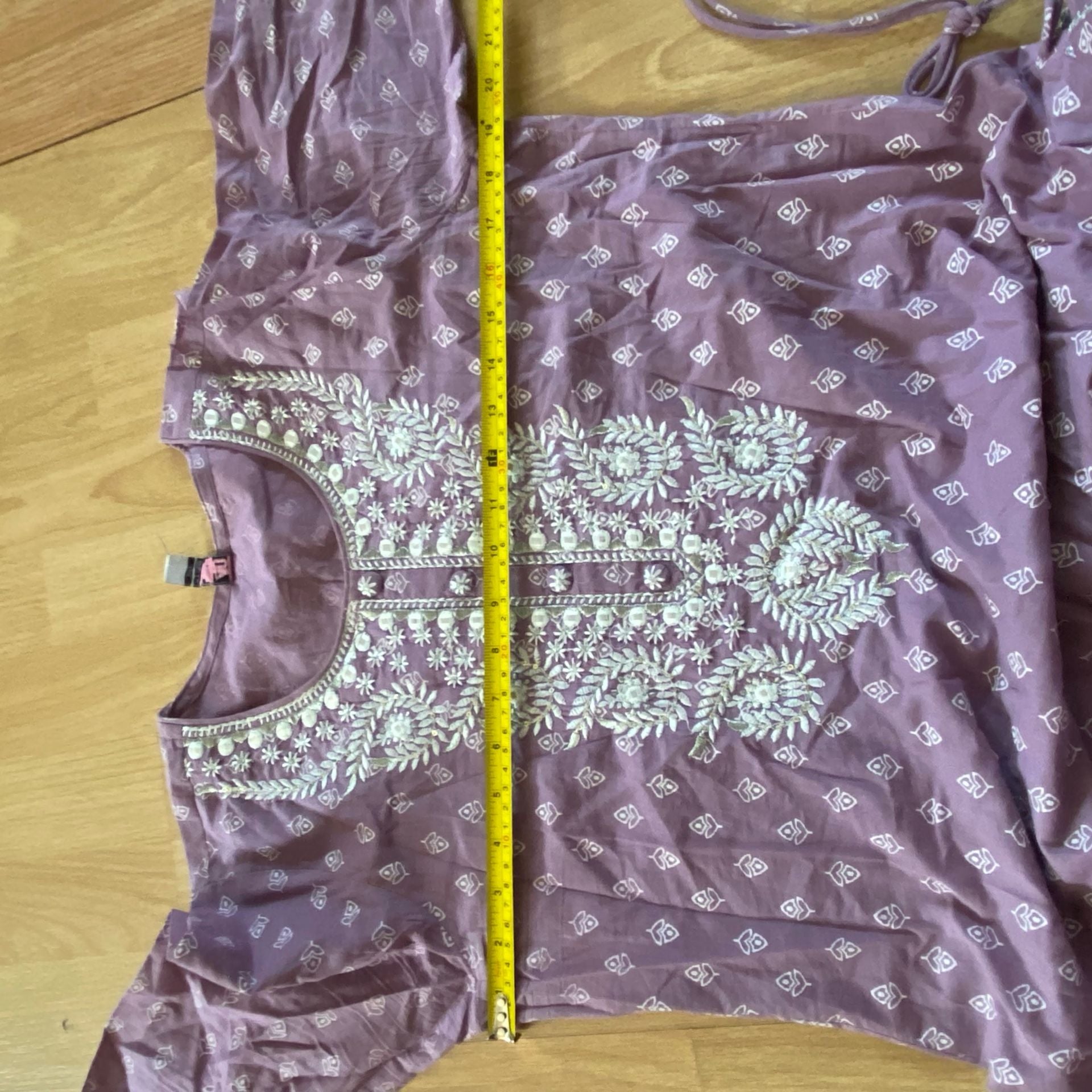 Kurta Size 40 Purple Cotton Embroidered 3 Piece Set 3