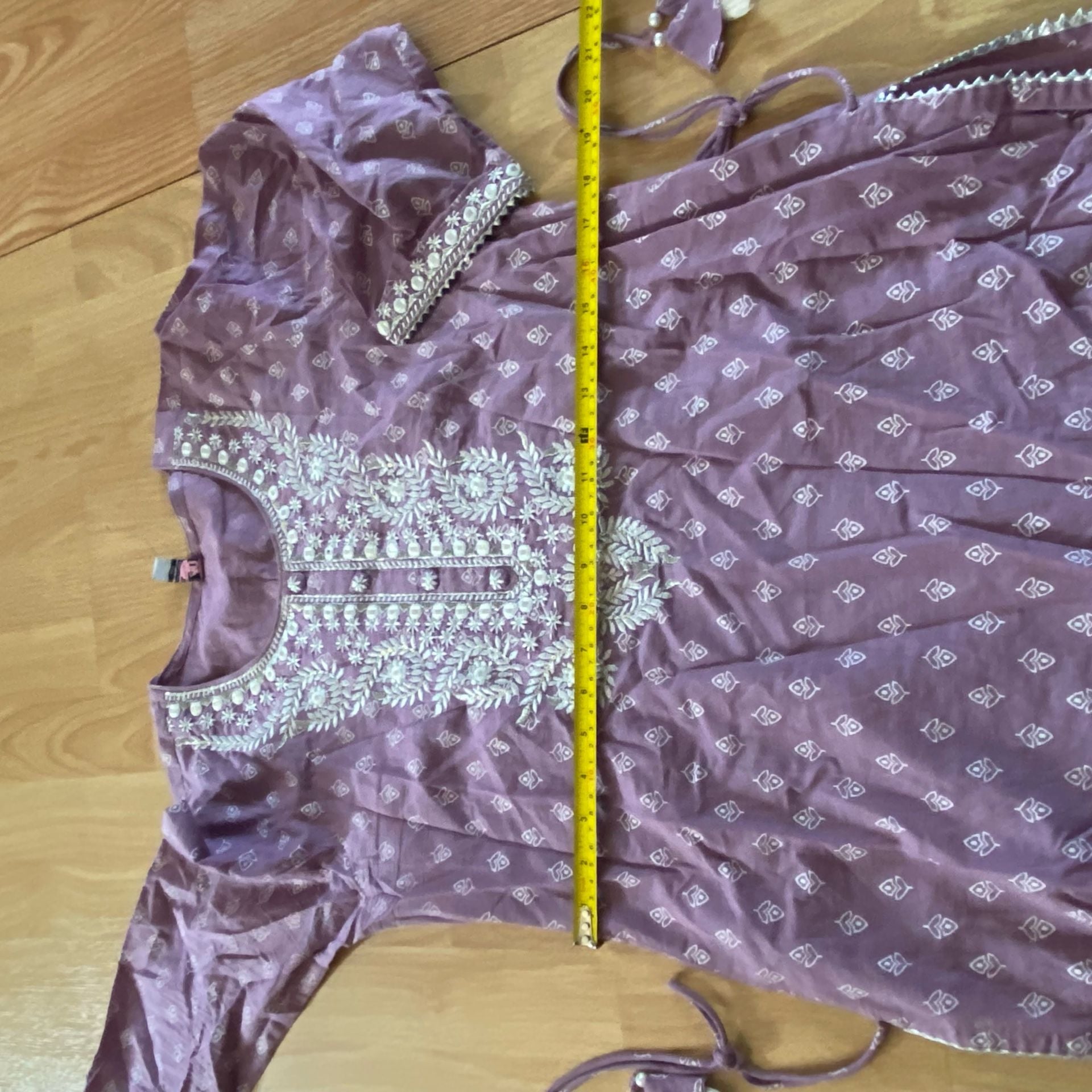 Kurta Size 40 Purple Cotton Embroidered 3 Piece Set 4