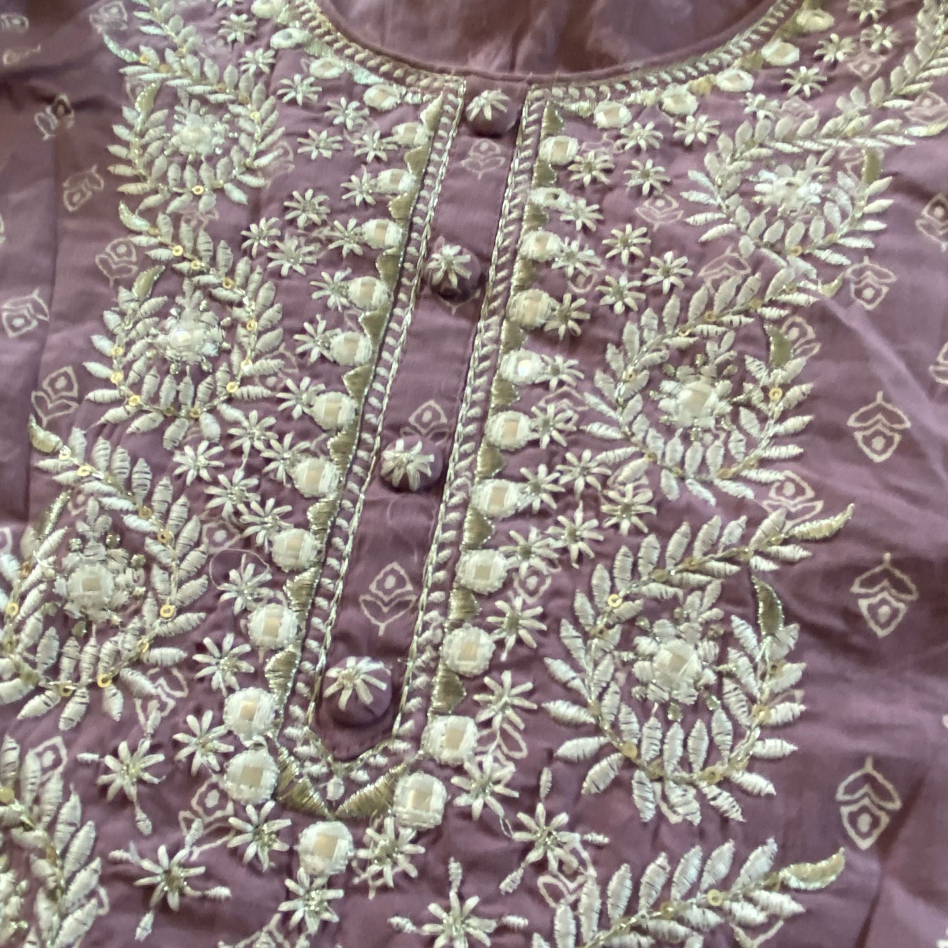 Kurta Size 40 Purple Cotton Embroidered 3 Piece Set 5
