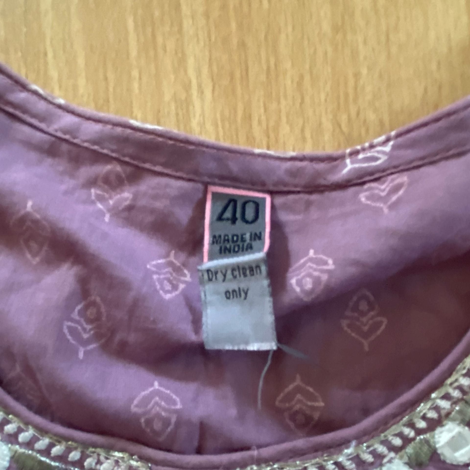 Kurta Size 40 Purple Cotton Embroidered 3 Piece Set 6