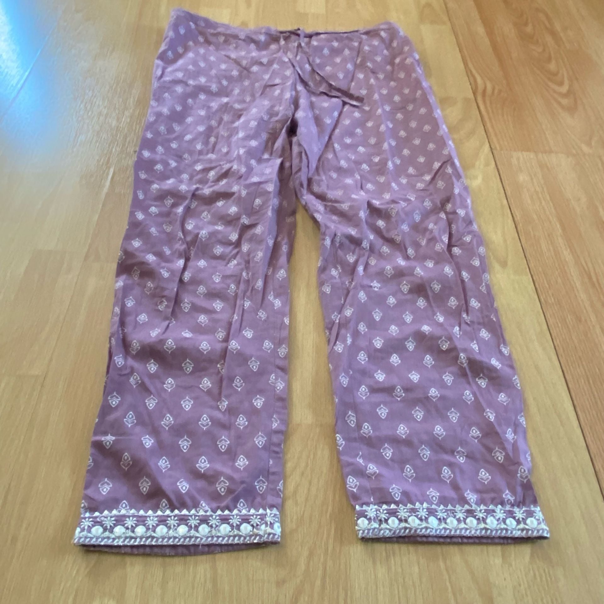 Kurta Size 40 Purple Cotton Embroidered 3 Piece Set 7