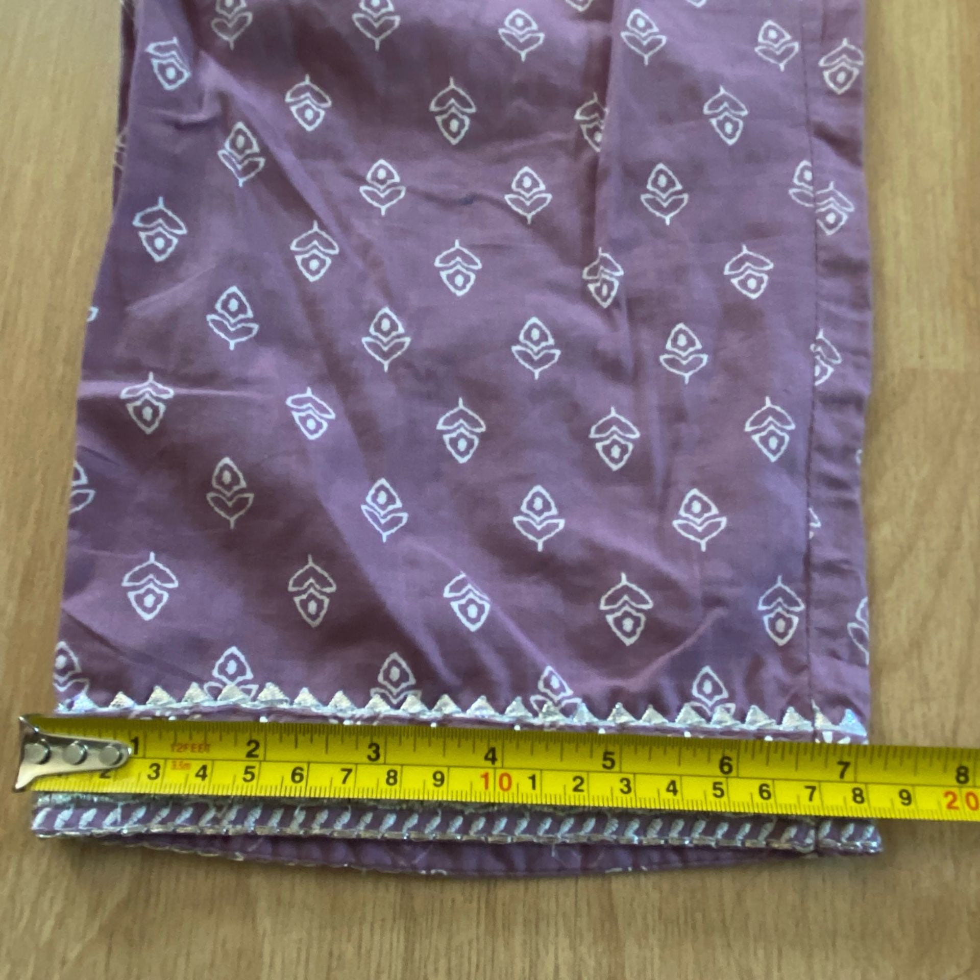 Kurta Size 40 Purple Cotton Embroidered 3 Piece Set 8