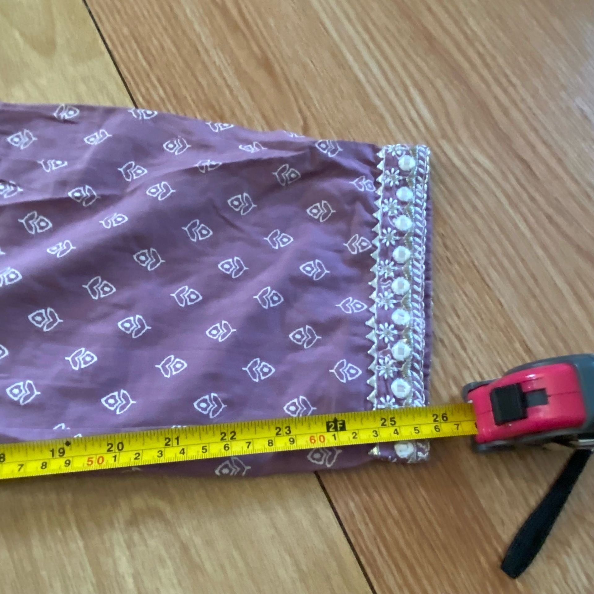 Kurta Size 40 Purple Cotton Embroidered 3 Piece Set 9