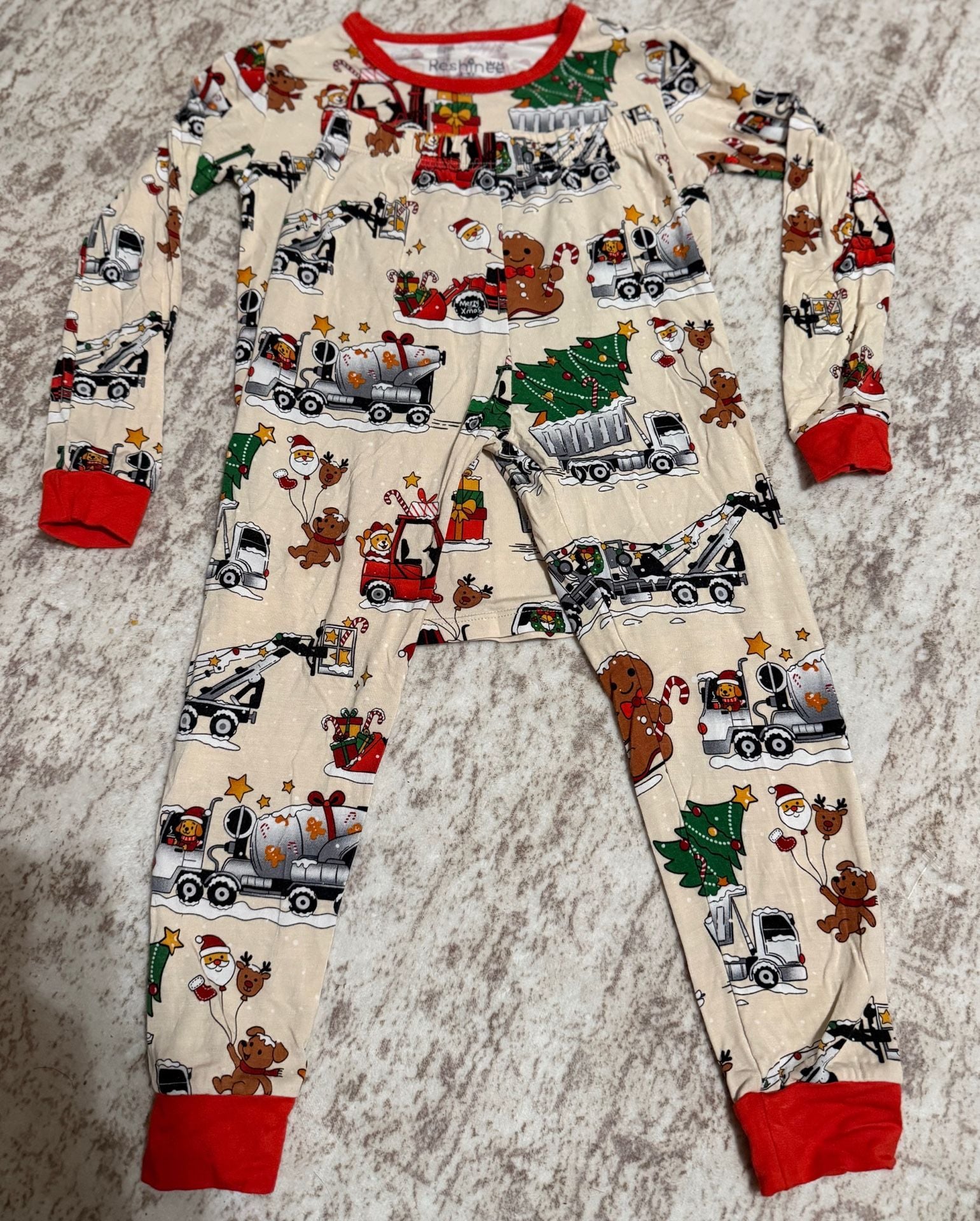 Reshineee Christmas Construction Trucks Pajamas 1