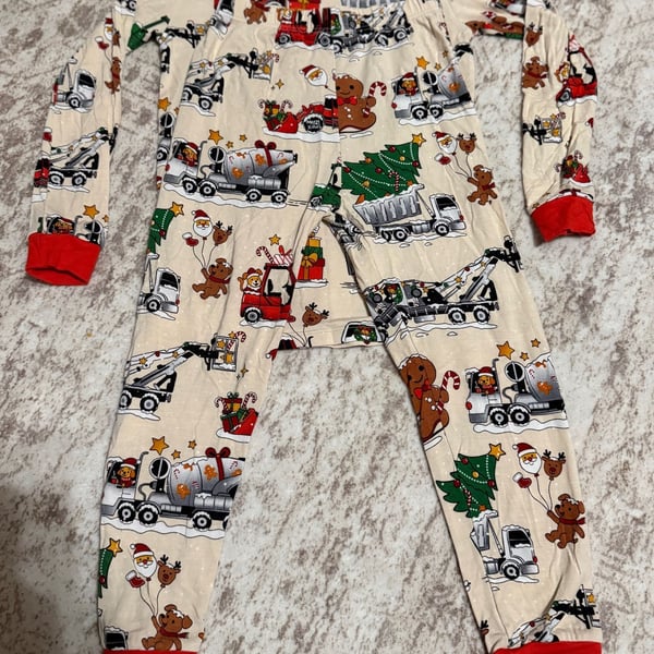 Reshineee Christmas Construction Trucks Pajamas