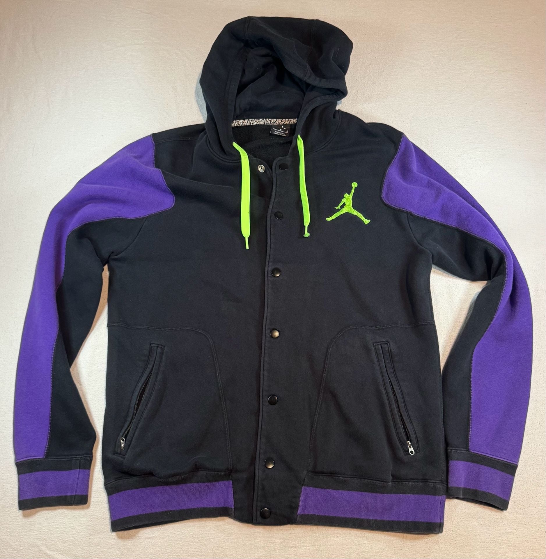 Jordan Varsity Hoodie Size L Black Purple Green 4