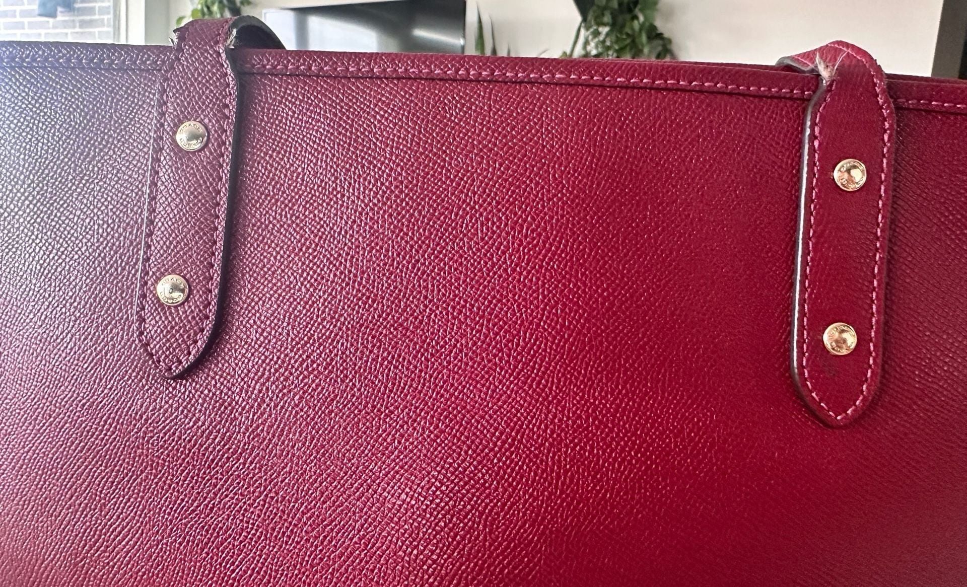 Coach City Tote Red Leather Crossgrain Leather Zip Tote 8