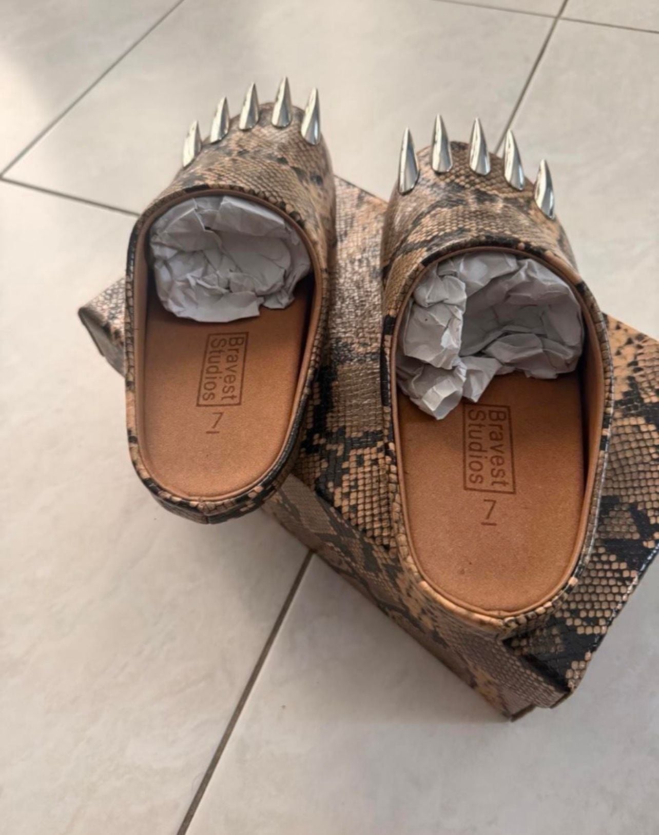 Bravest Studios Snake Claw Mule Size 7 Tan 3