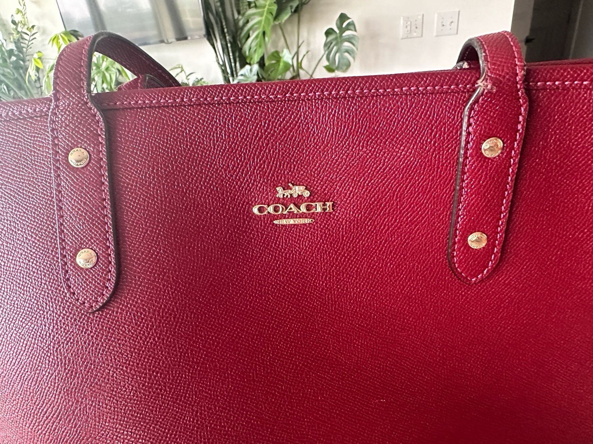 Coach City Tote Red Leather Crossgrain Leather Zip Tote 7