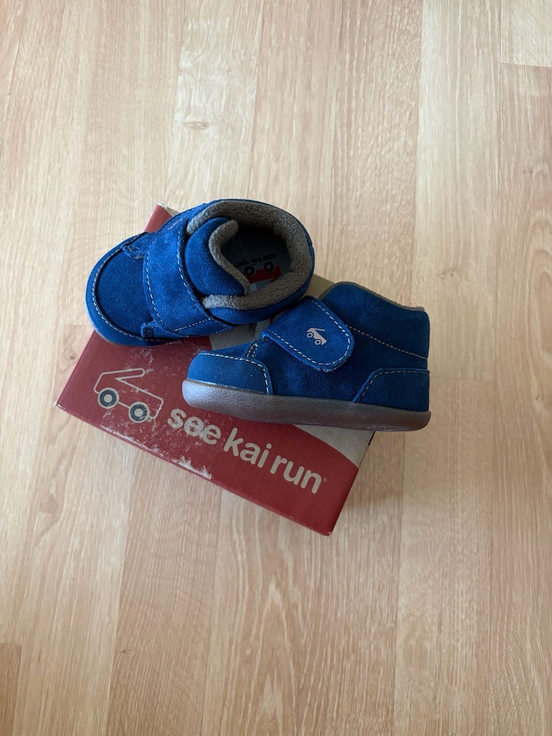 See Kai Run Blue Suede Baby Booties 2