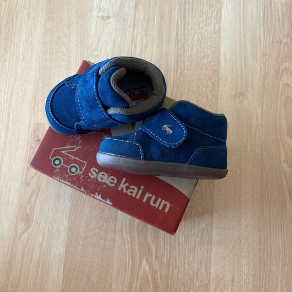 See Kai Run Blue Suede Baby Booties