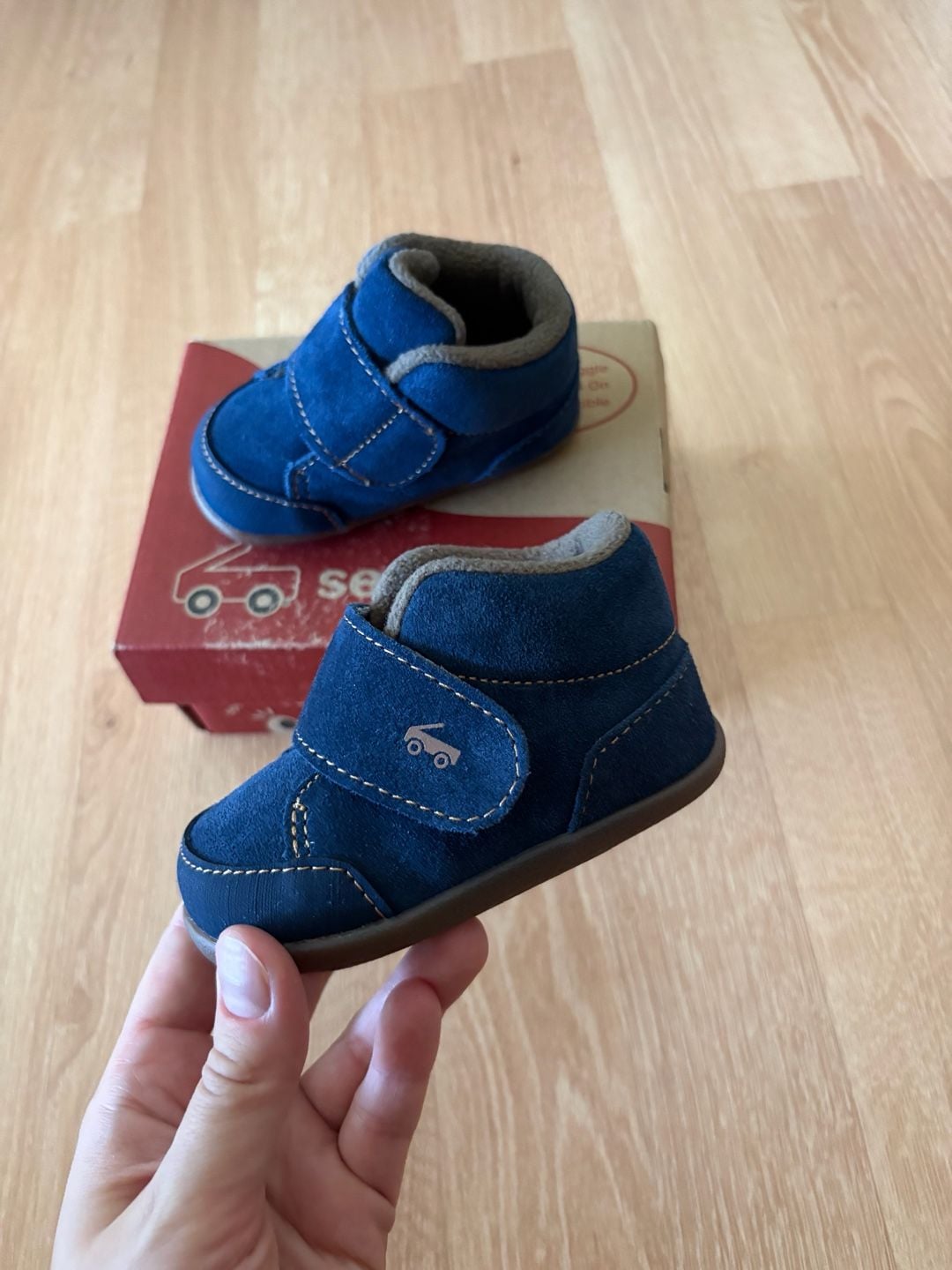 See Kai Run Blue Suede Baby Booties 3