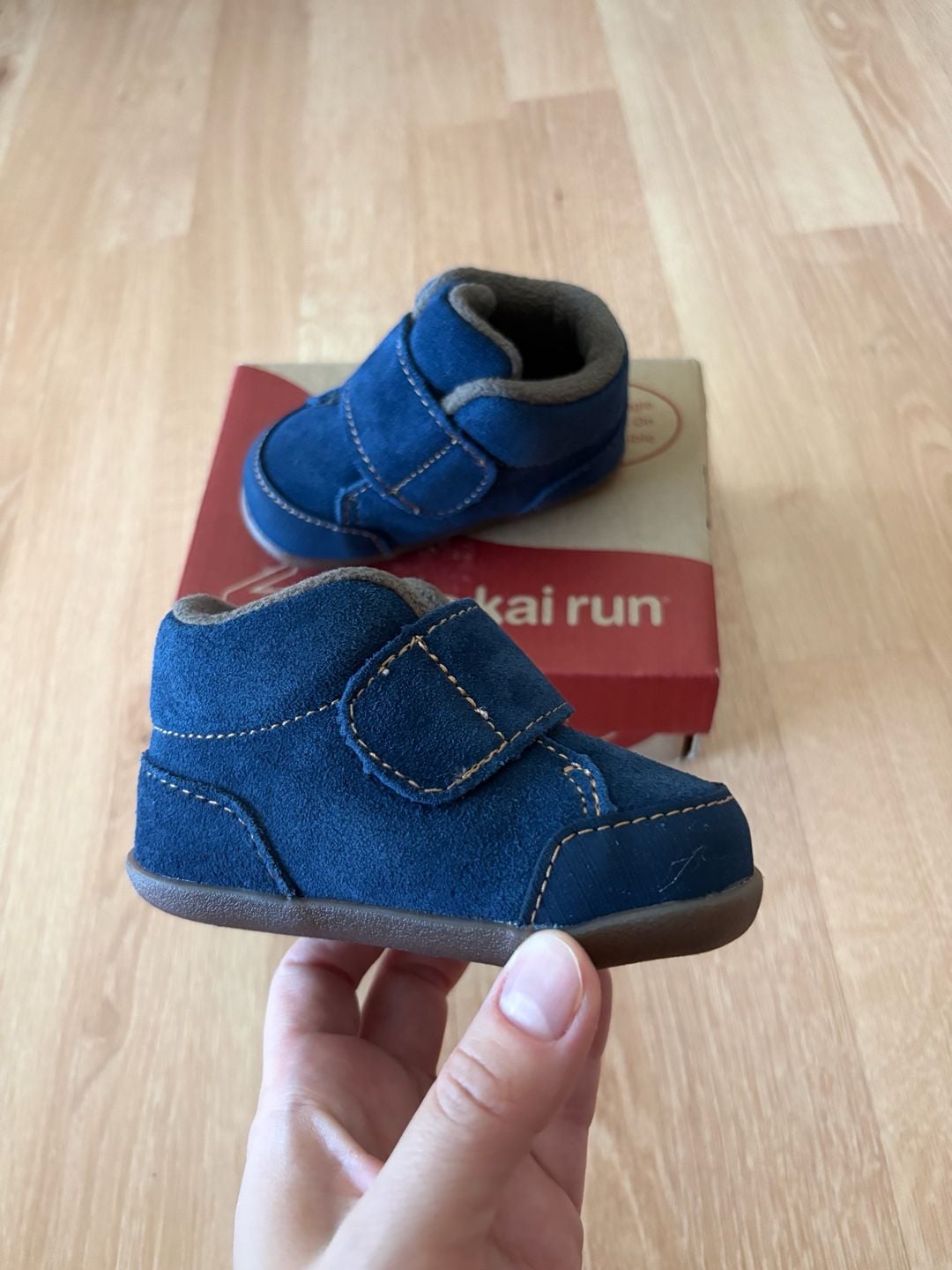 See Kai Run Blue Suede Baby Booties 4