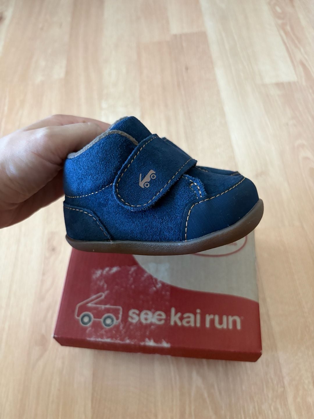 See Kai Run Blue Suede Baby Booties 5