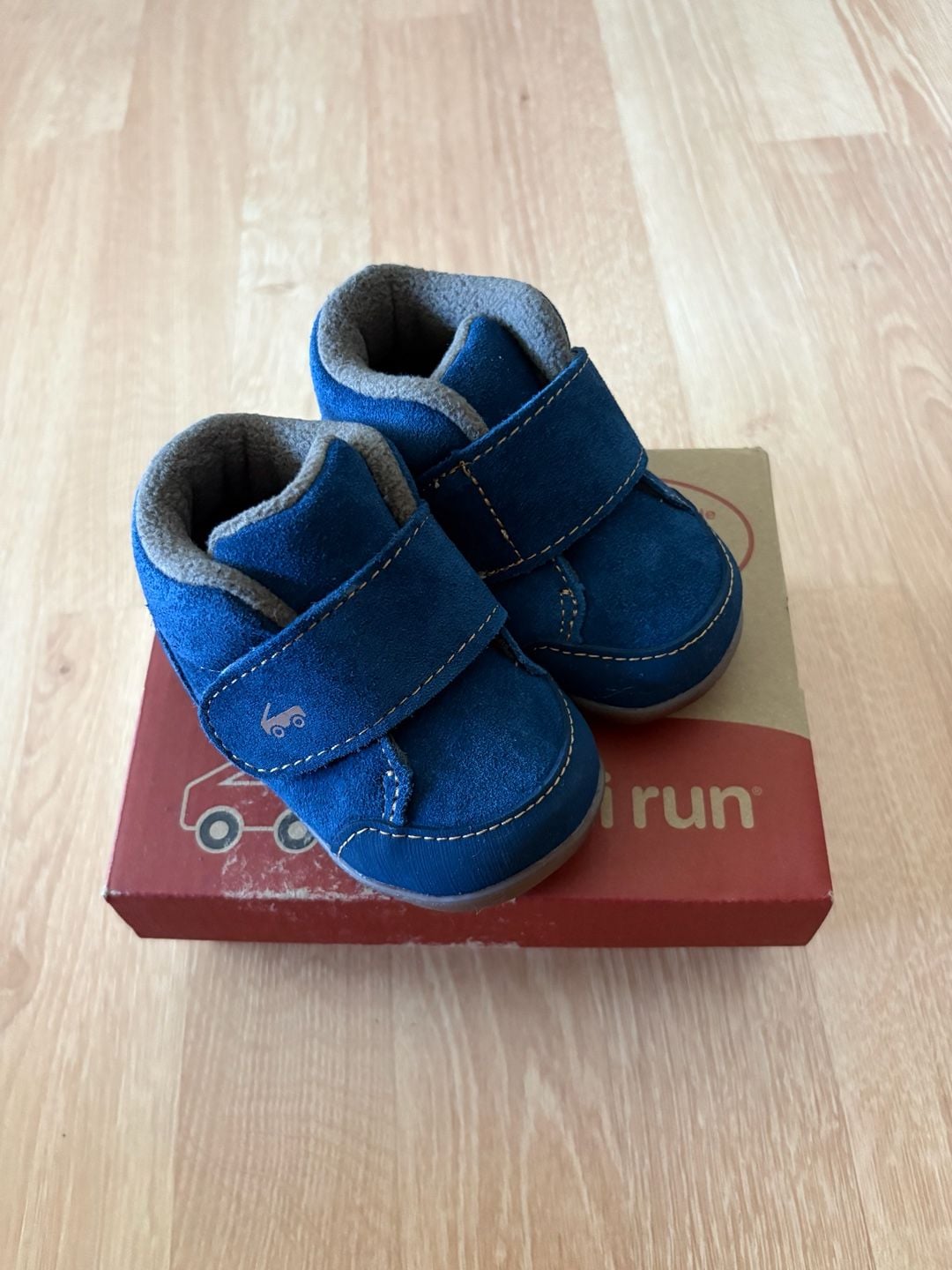 See Kai Run Blue Suede Baby Booties 6