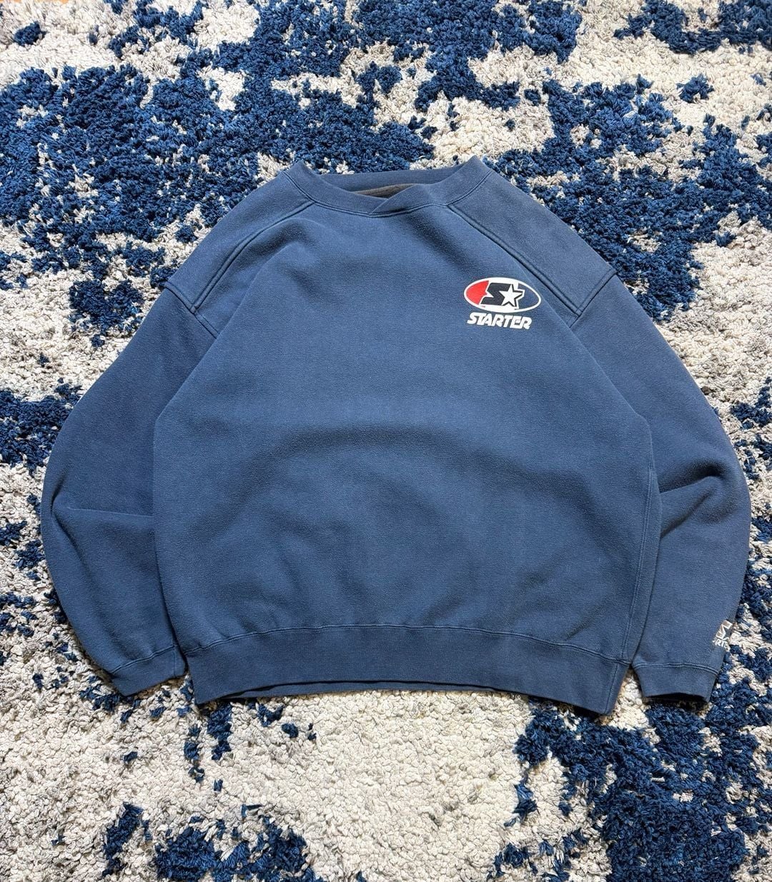 Starter Sweatshirt Size Large Blue Crewneck Pullover 2