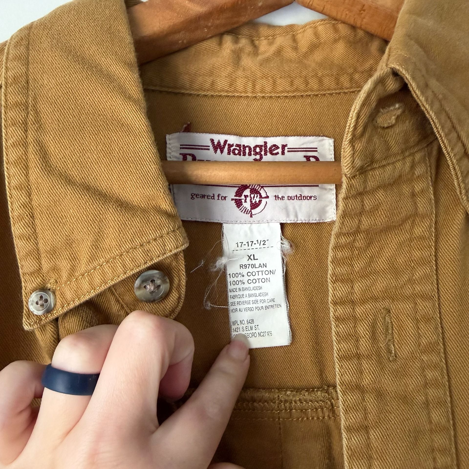 Vintage Wrangler Rugged Wear Heavy Canvas Button Up Shirt XL Duck Brown Workwear 4