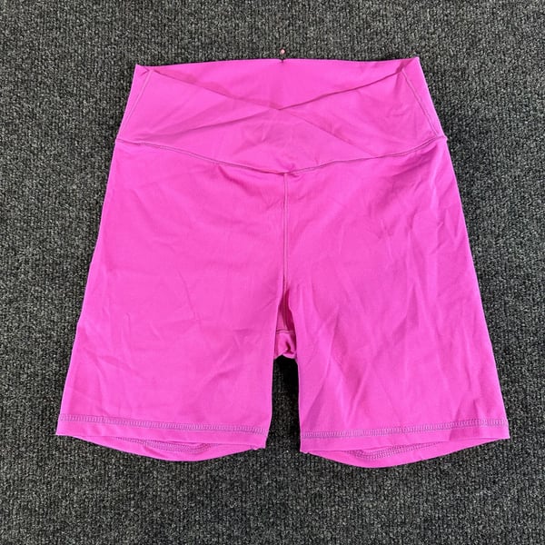 Happily Grey Crossover Bike Shorts Size S Pink High Waisted Activewear