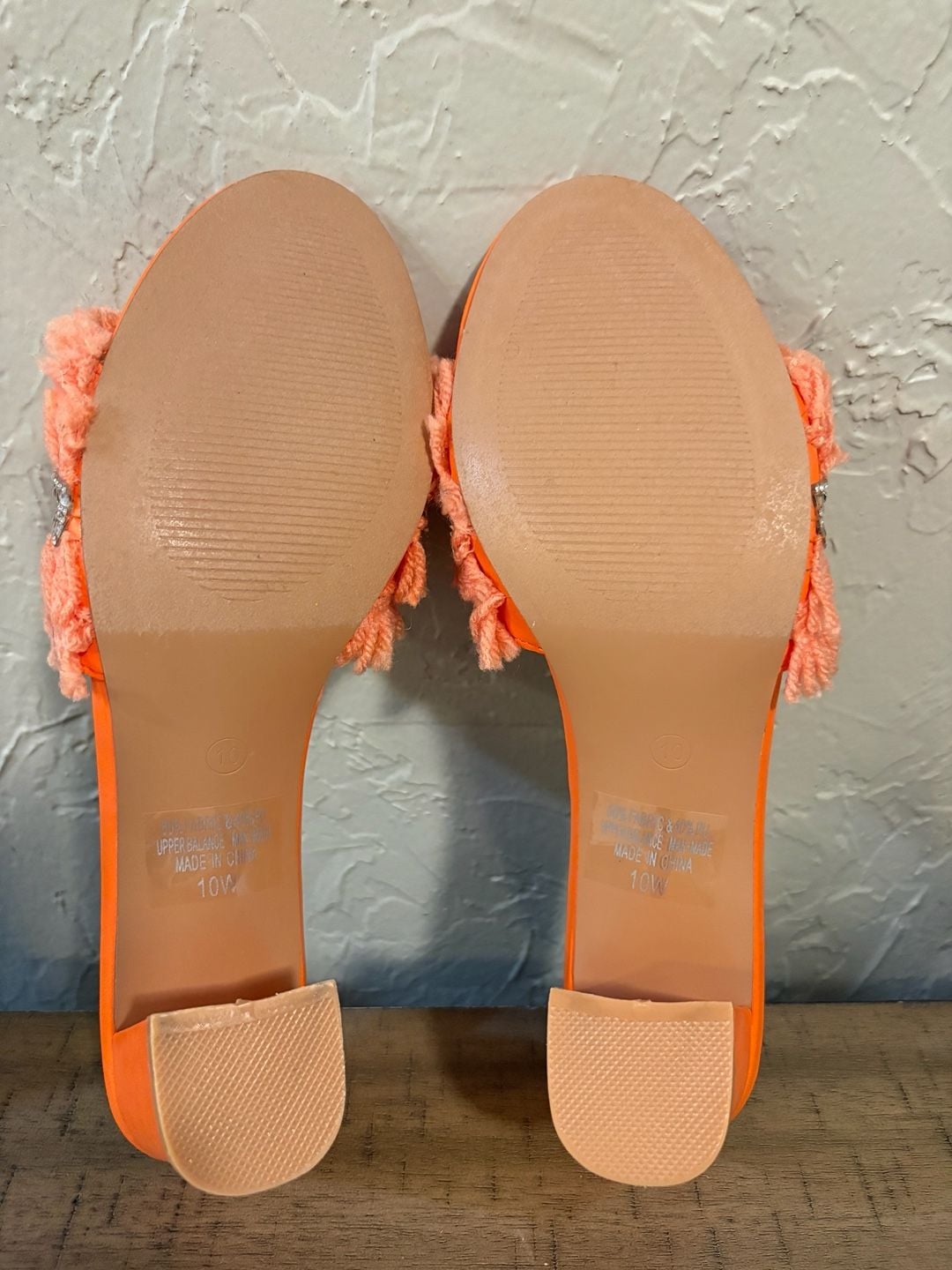 EXBoutique Orange Block Heel Mules With Rhinestones 12