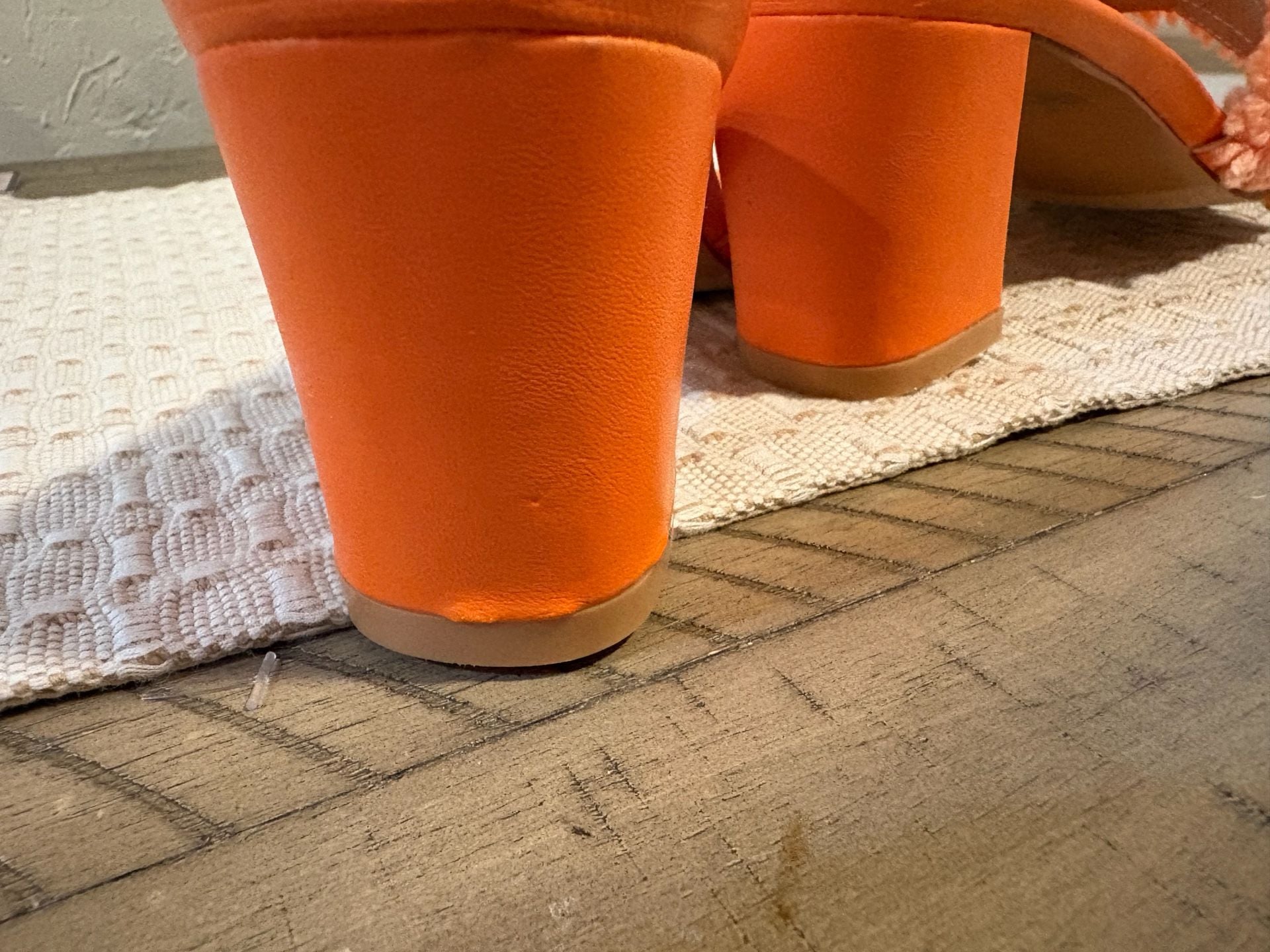 EXBoutique Orange Block Heel Mules With Rhinestones 14