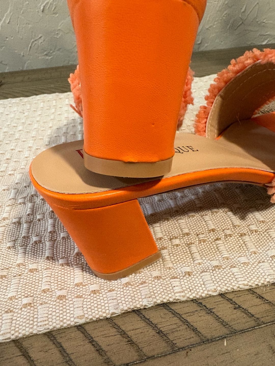 EXBoutique Orange Block Heel Mules With Rhinestones 16