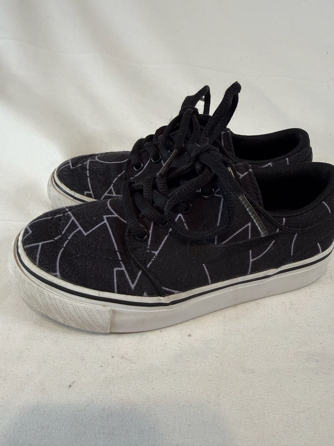 Nike Sb Stefan Janoski Youth Shoes Black Geometric Canvas Skate Sneakers Size 11 Child Streetwear Grunge Alt Skatewear 2
