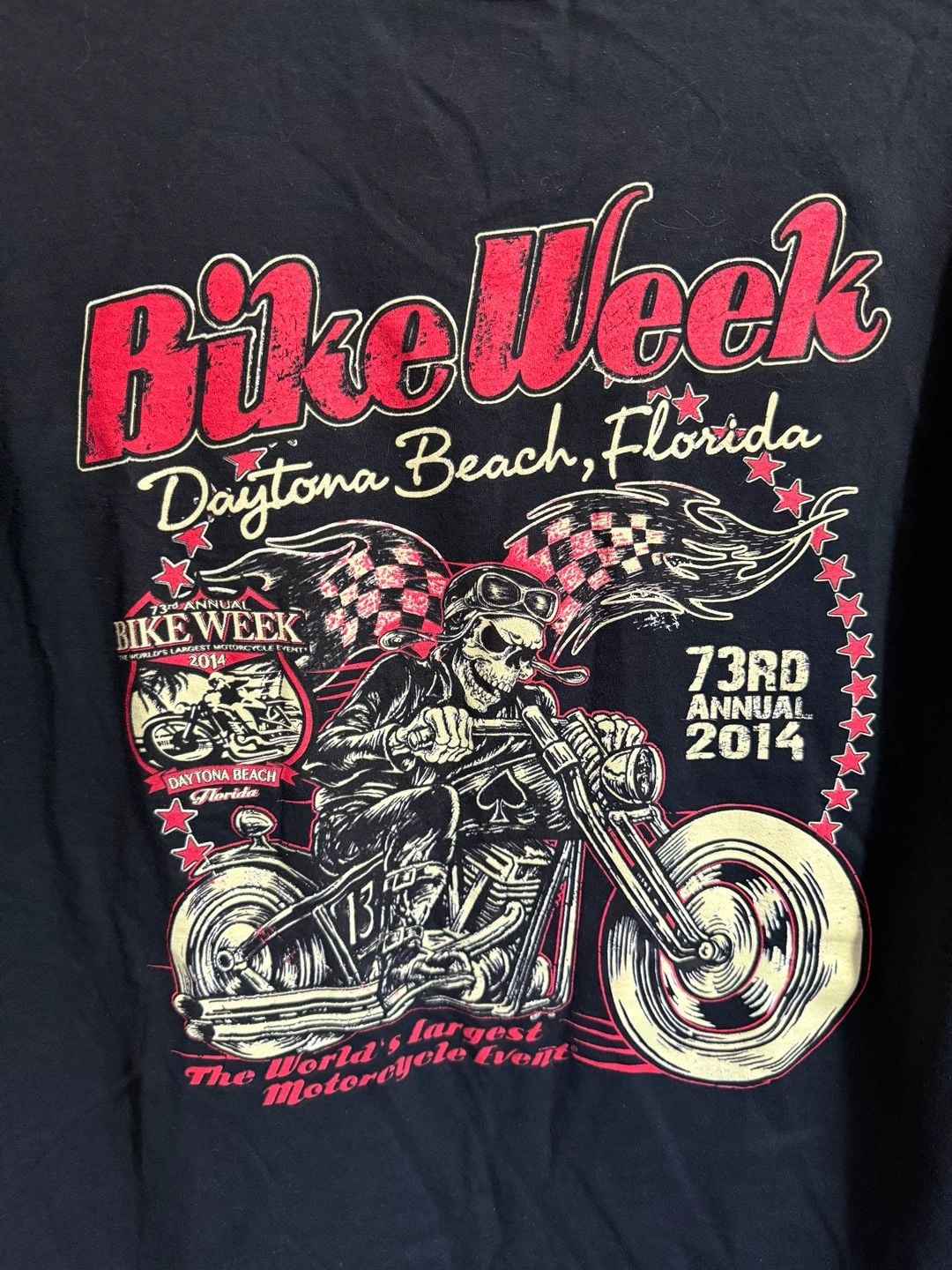 Fruit of the Loom Daytona Beach Bike Week 2014 T-Shirt Size XL Black 2
